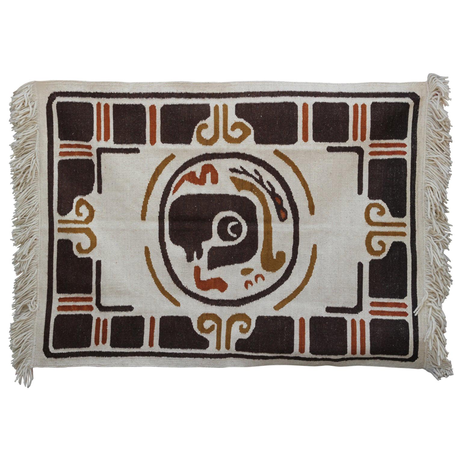 Modern Geometric Scandinavian Folk Art Tapestry at 1stDibs black and