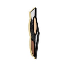 Modern Brutalist Geometric Shaped Mirror With Orange & Black Hammered Glass