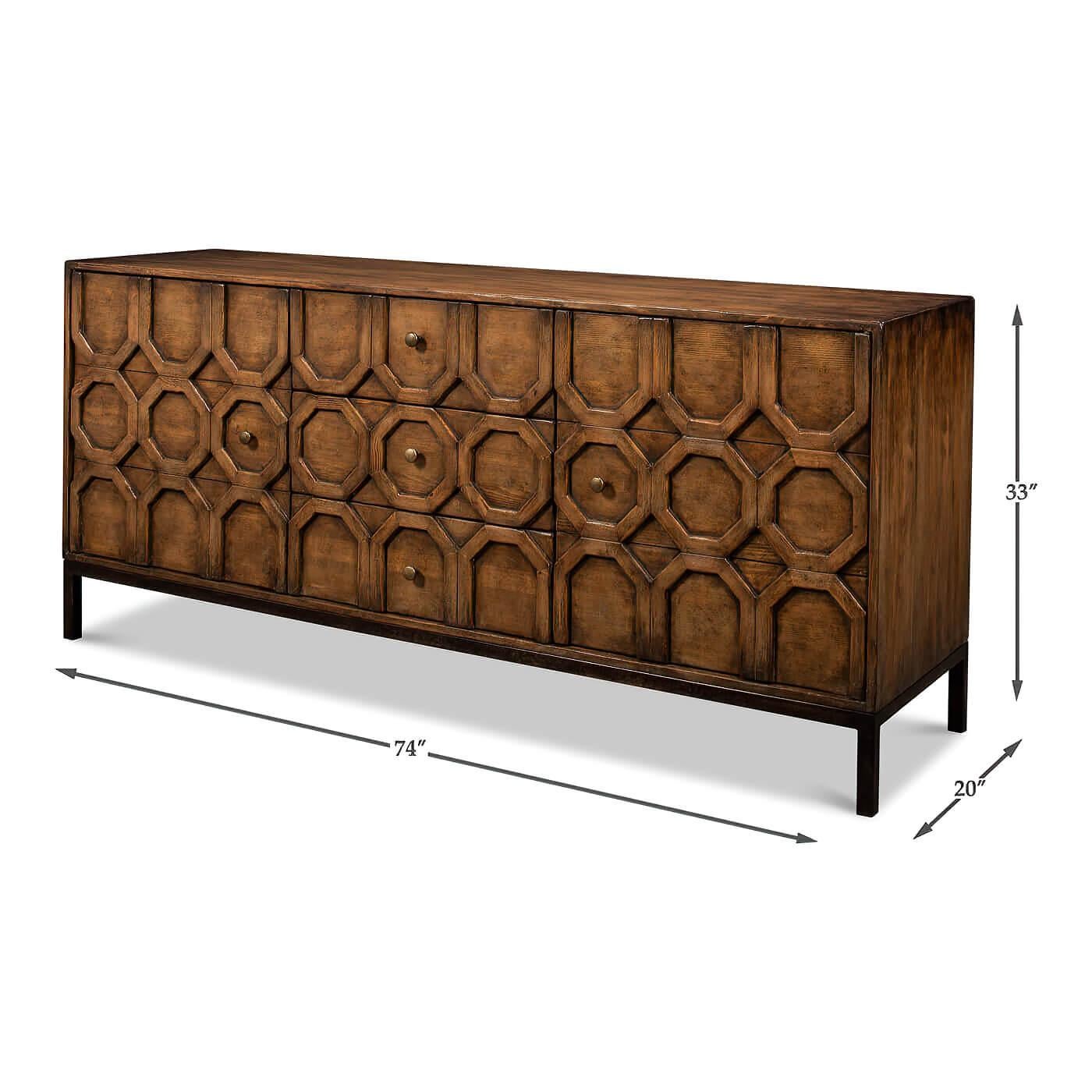 Wood Modern Geometric Sideboard For Sale