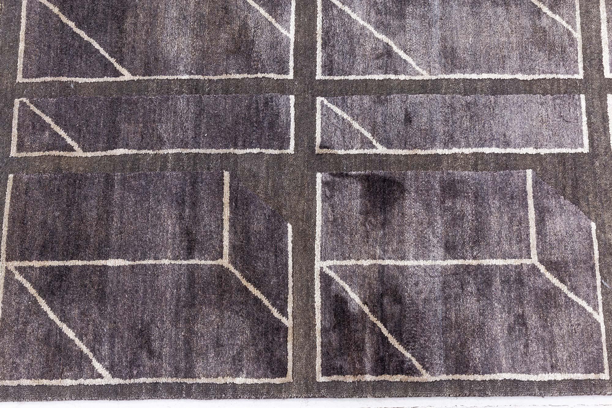 Annodato a mano Tappeto moderno geometrico in seta e lana realizzato a mano da Doris Leslie Blau in vendita