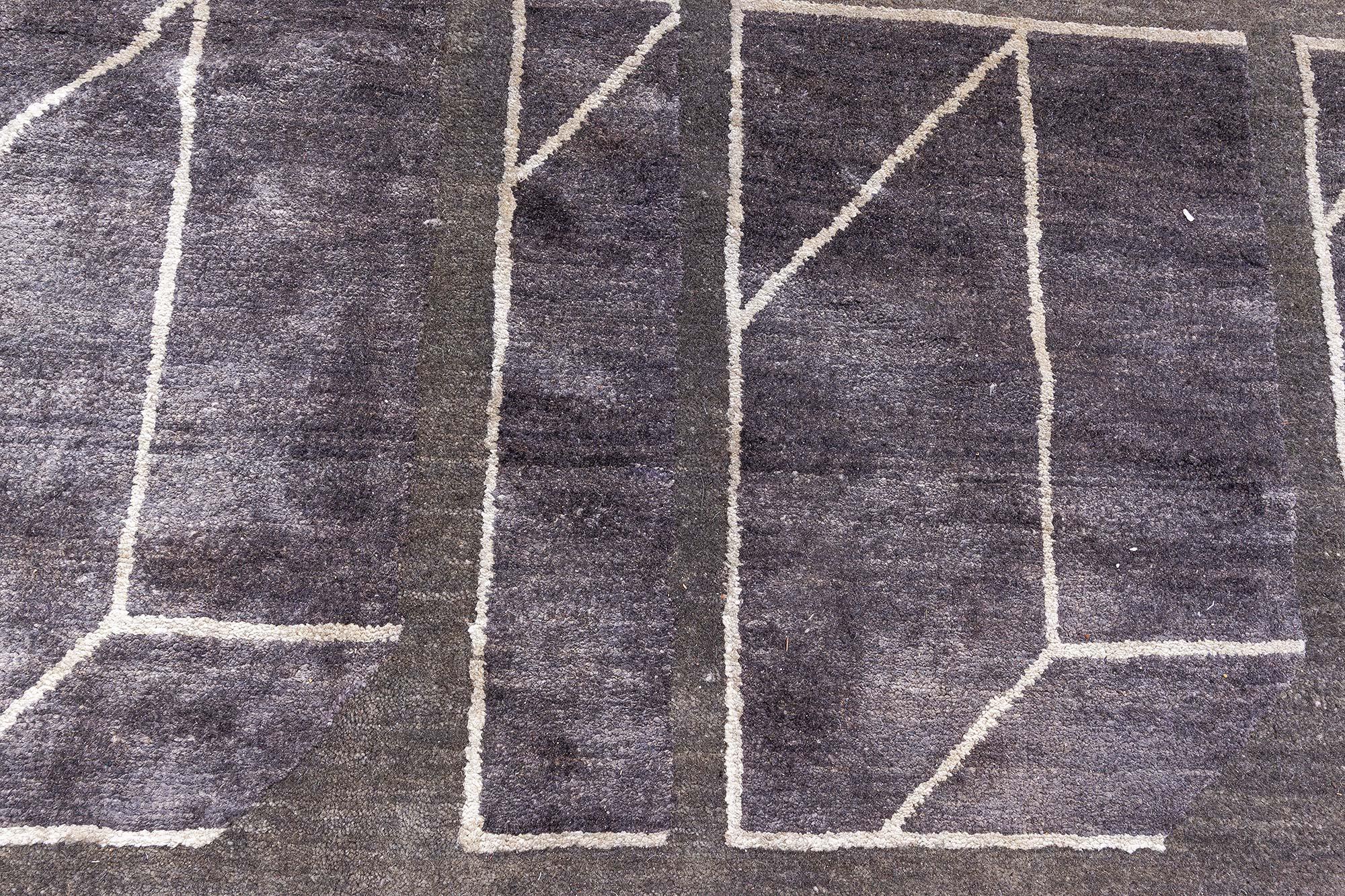 XXI secolo e contemporaneo Tappeto moderno geometrico in seta e lana realizzato a mano da Doris Leslie Blau in vendita