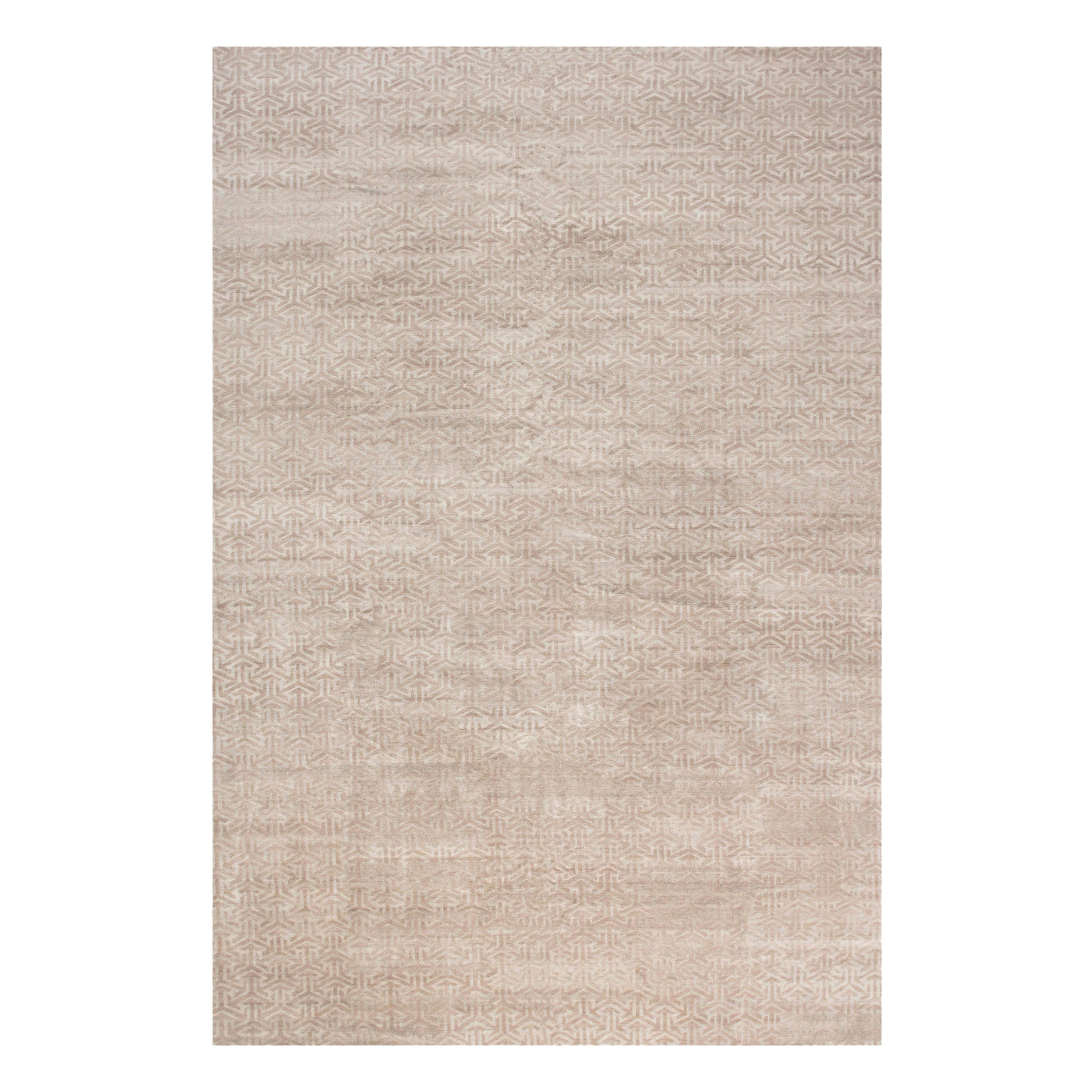 Modern Geometric Tibetan Terra Rug in Natural Wool by Doris Leslie Blau