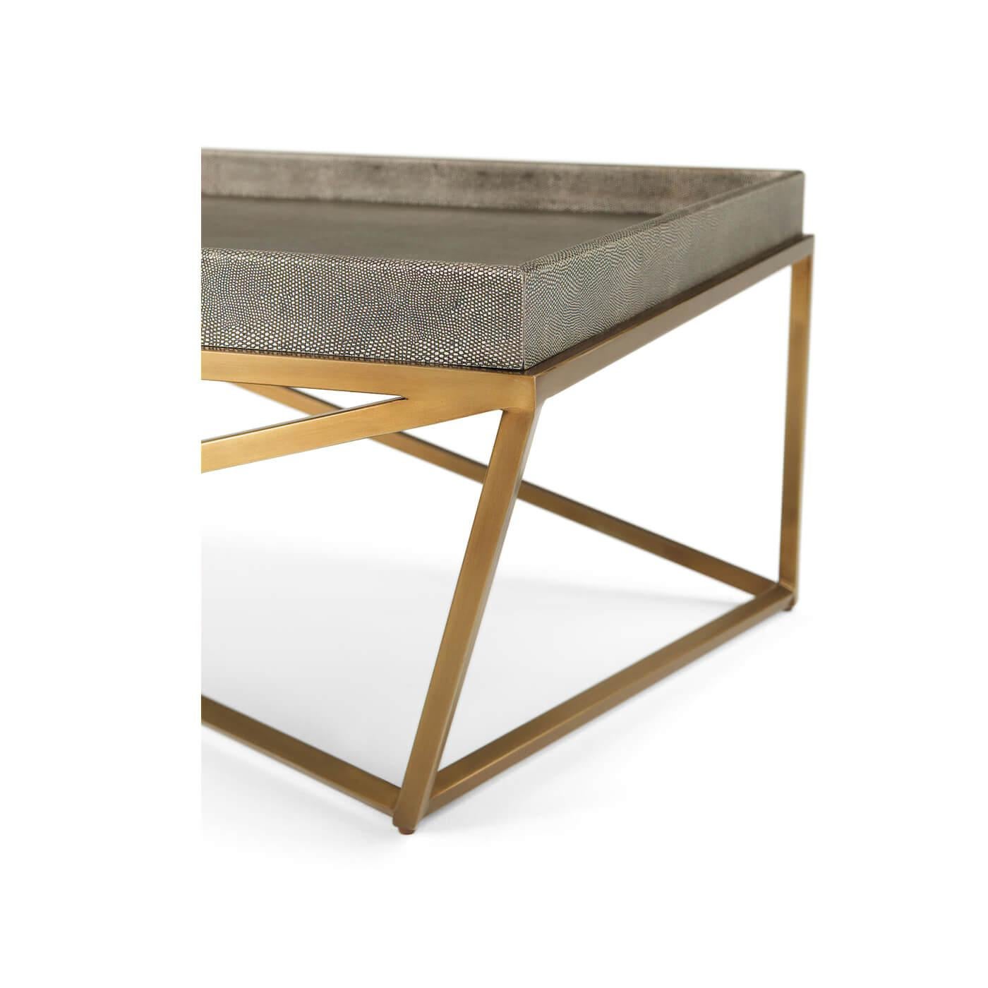 Contemporary Modern Geometric Tray-Top Coffee Table For Sale