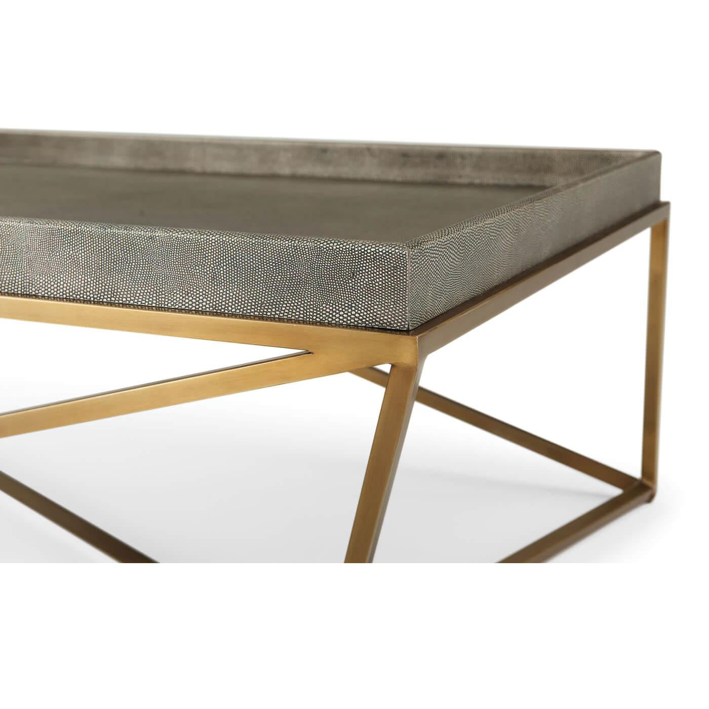 Metal Modern Geometric Tray-Top Coffee Table For Sale
