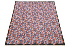 Modern Geometric Wool Kilim Area Rug - Vibrant Multi-Color By Apadana