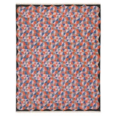 Modern Geometric Wool Kilim Area Rug - Vibrant Multi-Color By Apadana