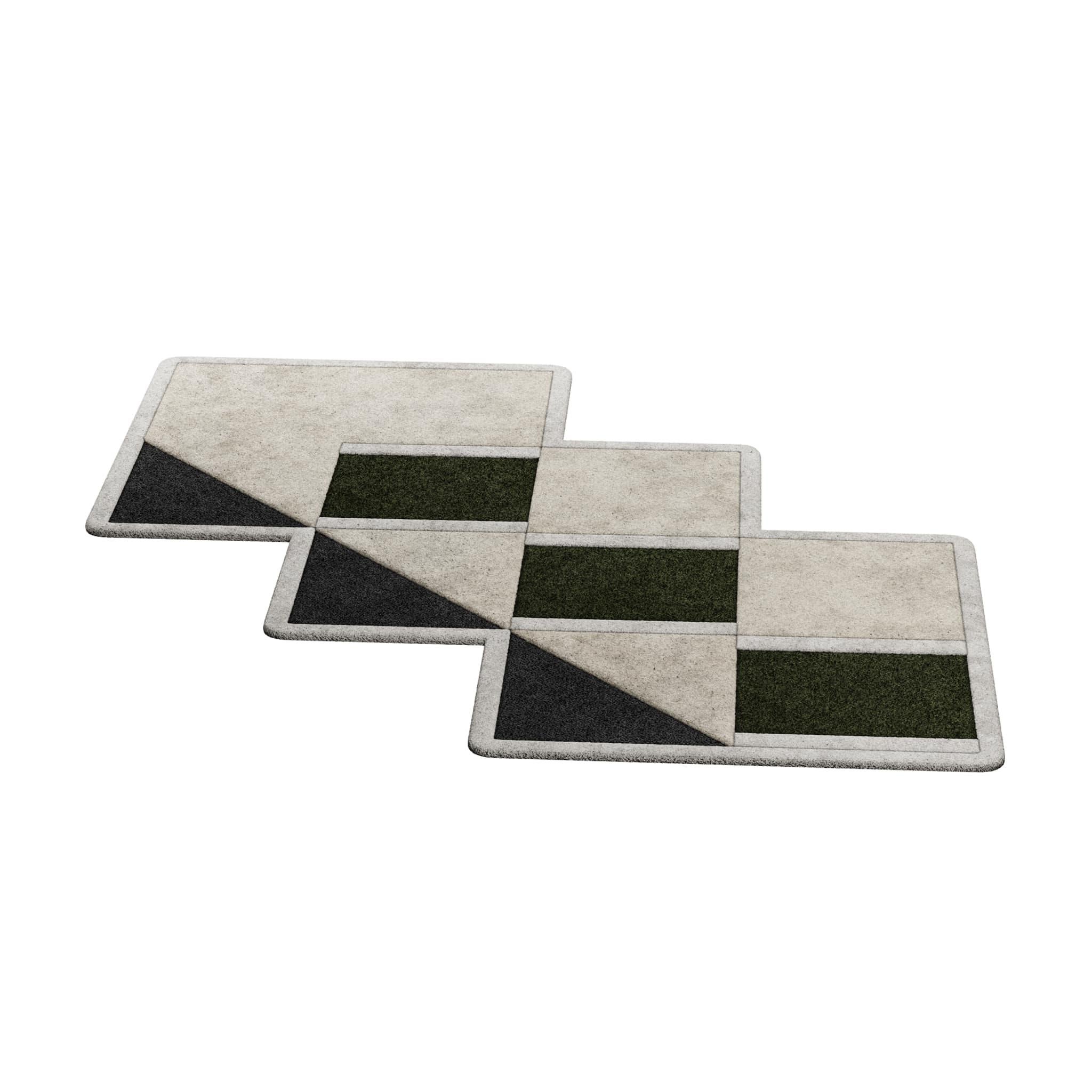 Moderner geometrischer Eco-Friendly Retro-Teppich mit unregelmäßiger Form, handgefertigt, modern (Portugiesisch) im Angebot