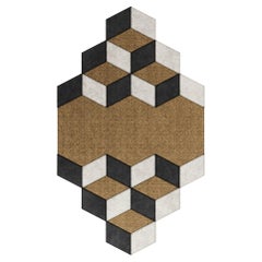 Modern Geometrical Eco-Friendly Retro Handmade Rug with Irregular Shape