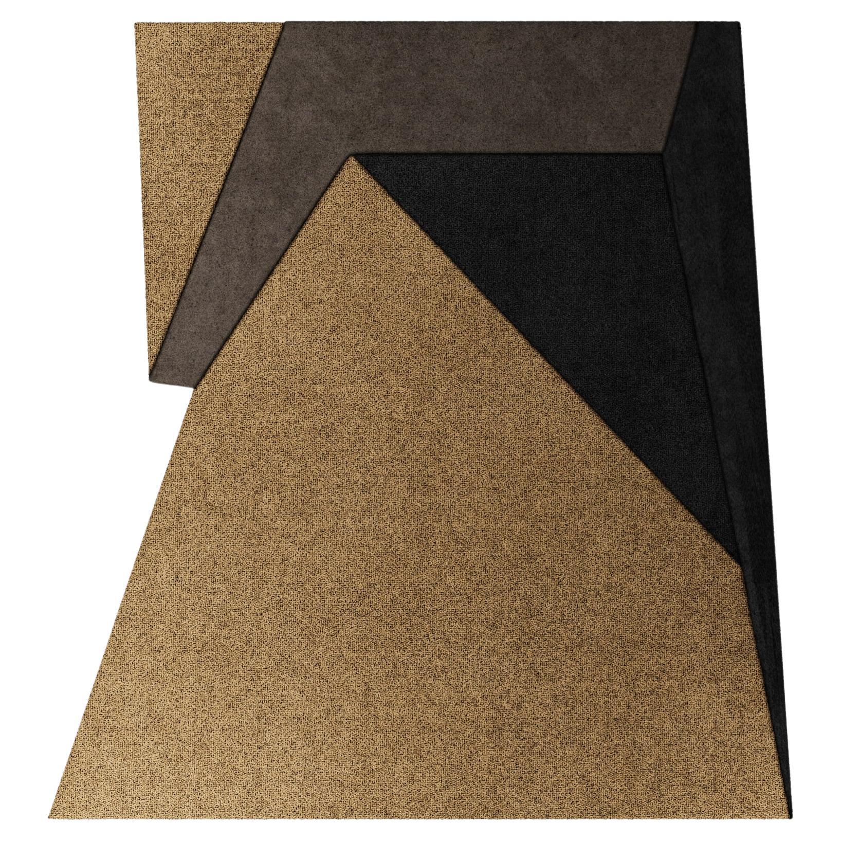 Moderner geometrischer Eco-Friendly Retro-Teppich mit unregelmäßiger Form, handgefertigt, modern im Angebot