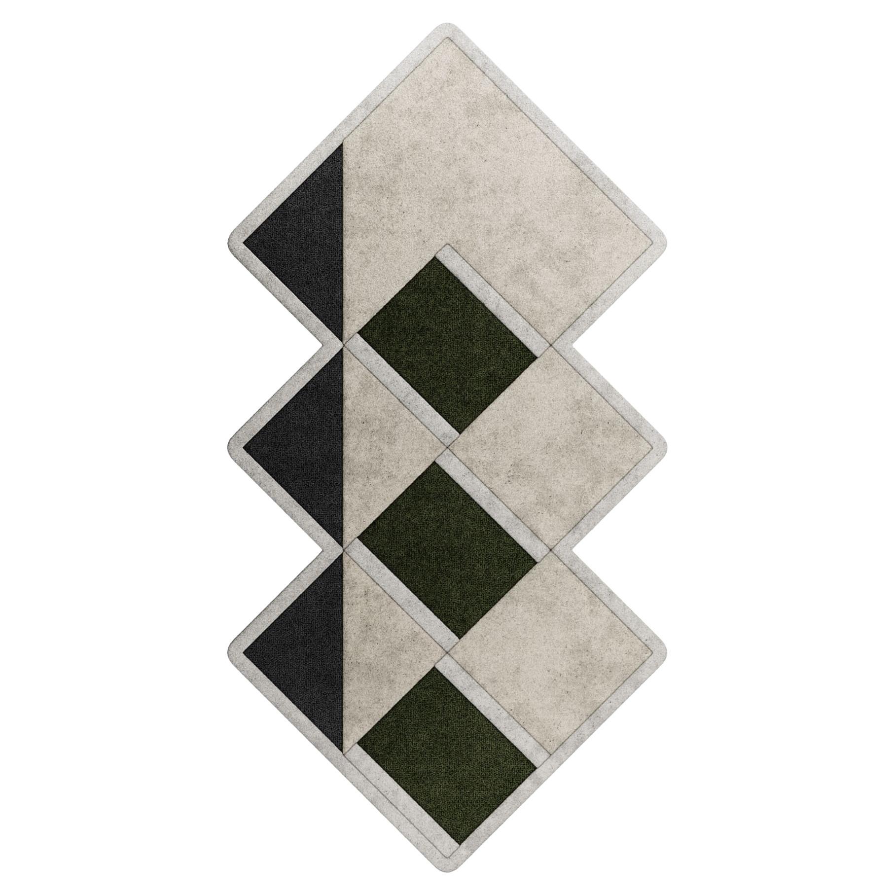 Moderner geometrischer Eco-Friendly Retro-Teppich mit unregelmäßiger Form, handgefertigt, modern im Angebot