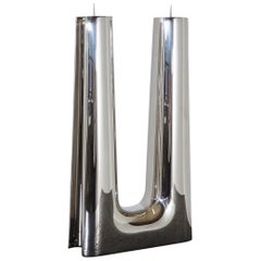 Modern Georg Jensen Large Stainless Candleholder Copenhagen