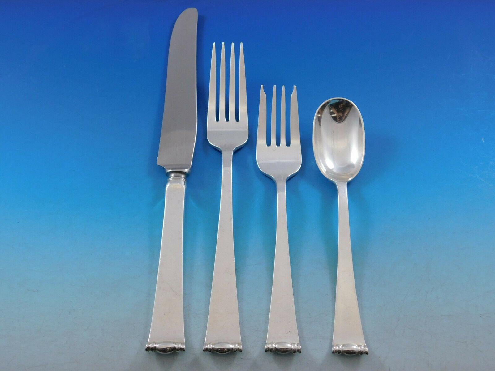 Modern Georgian by Allan Adler Sterling Silver Flatware Set Service 78 Pc Dinner In Excellent Condition In Big Bend, WI