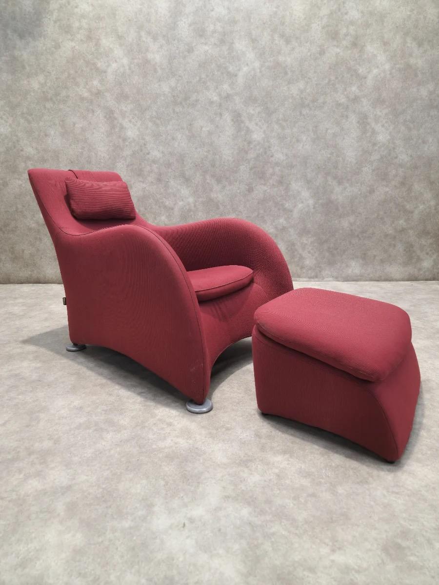 Mid-Century Modern Modern Gerard Van Den Berg Loge Lounge Chair w Ottoman For Montis For Upholstery