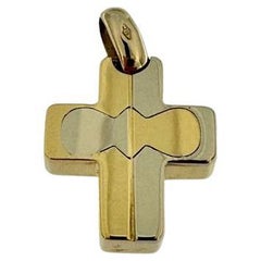Croix allemande moderne en or jaune et blanc 18 carats 