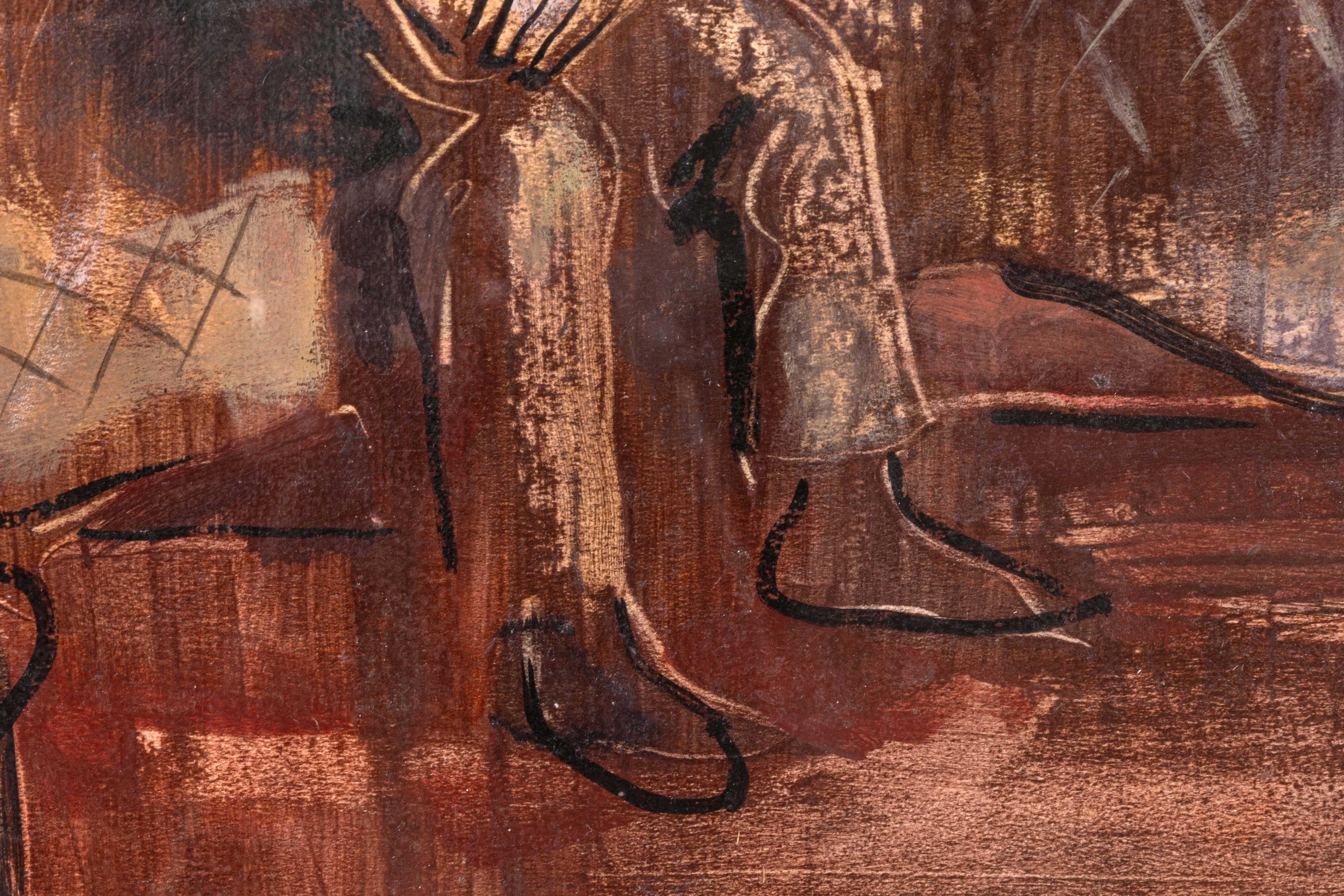 Carta Disegno figurativo moderno in stile espressionista tedesco su carta firmato H. H. Kinz 49 in vendita