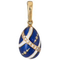 Vintage Modern German Faberge Diamond Egg Charm Pendant