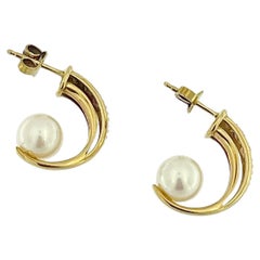 Moderne deutsche Goldohrringe mit Perlen und Diamanten, signiert von JKa