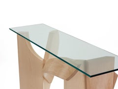 Modern Gestural Console Table with Maple Curves and Glass by Nico Yektai
