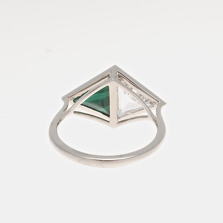 Jack Weir and Sons GIA Triangular Cut Diamond Malachite Platinum Two ...