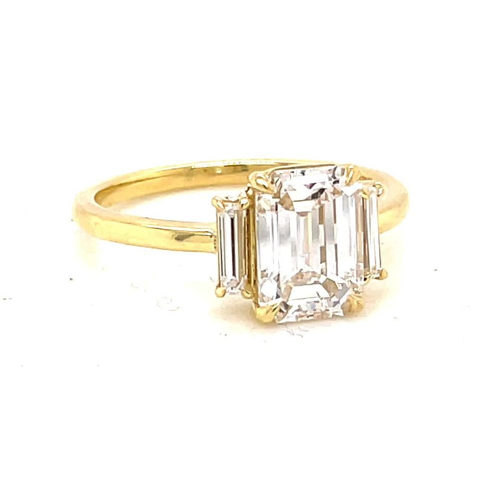 Modern GIA 1.87 Carat Emerald Cut Diamond Gold Engagement Ring In New Condition In Beverly Hills, CA