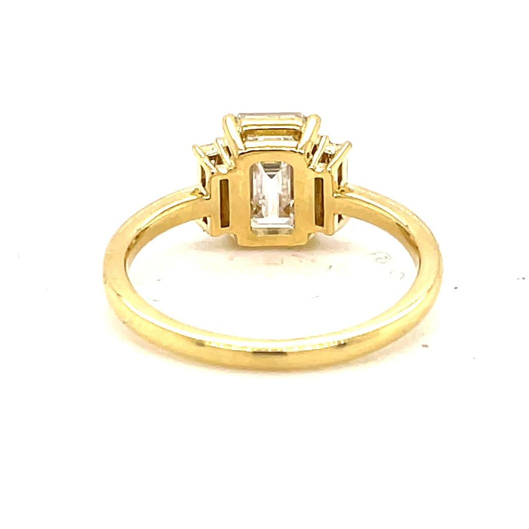 Modern GIA 1.87 Carat Emerald Cut Diamond Gold Engagement Ring 1