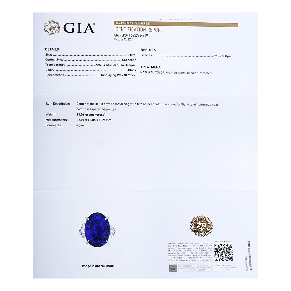 Moderner moderner GIA Schwarzer Opal Diamant Platin Halo Cocktail-Ring im Zustand „Hervorragend“ im Angebot in Miami, FL