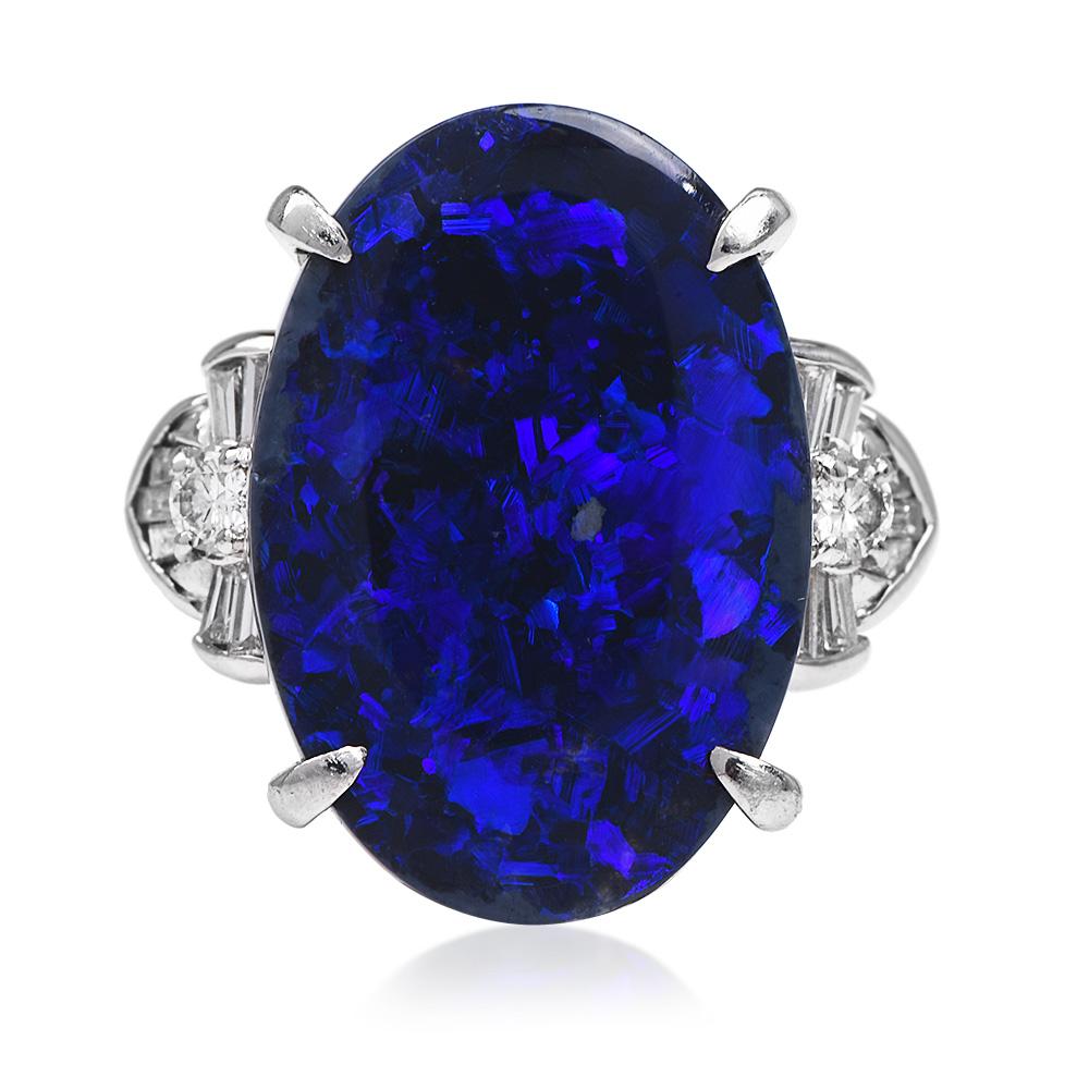 Moderner moderner GIA Schwarzer Opal Diamant Platin Halo Cocktail-Ring für Damen oder Herren im Angebot