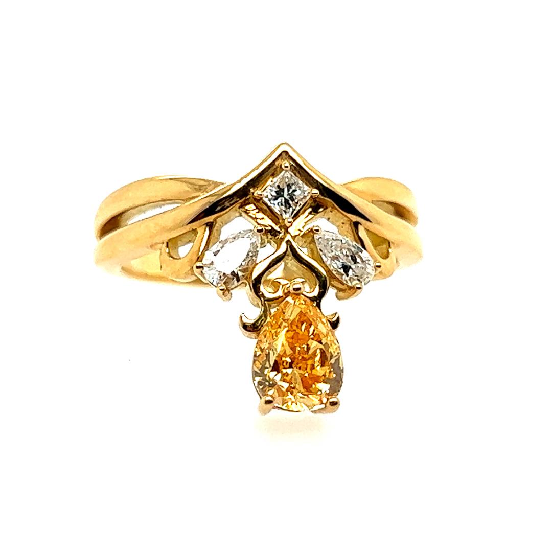 Modern GIA Certified 0.70 Carat Intense Orange Natural Diamond Engagement Ring For Sale 1