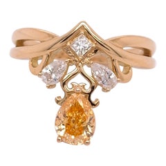 Bague de fiançailles moderne en diamant naturel orange intense de 0,70 carat certifié GIA