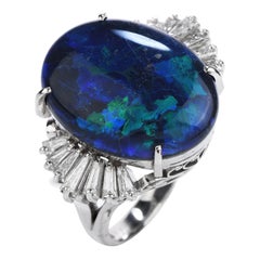 Modern GIA Certified Black Opal Diamond Platinum Cocktail Ring