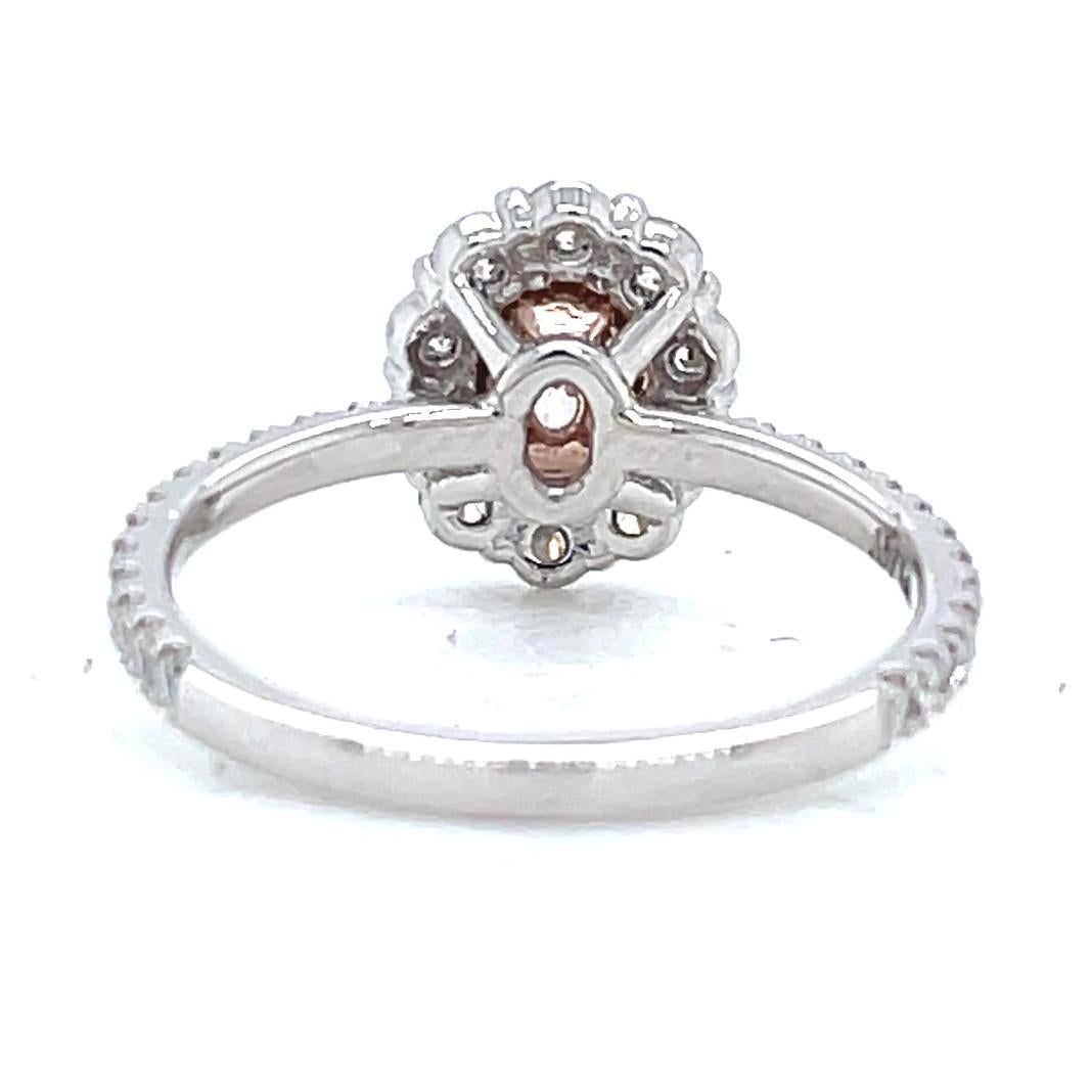 Modern GIA Fancy Oval Cut Pink Diamond Platinum & Gold Engagement Ring 1