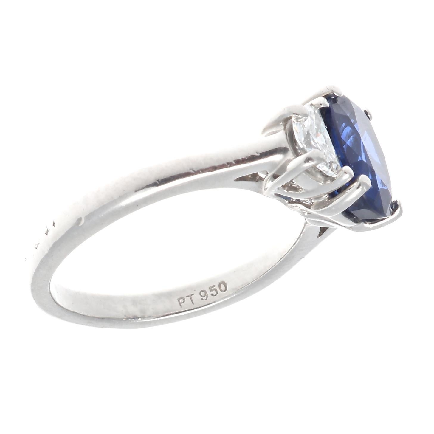 Women's Modern GIA Sapphire Diamond Platinum Engagement Ring