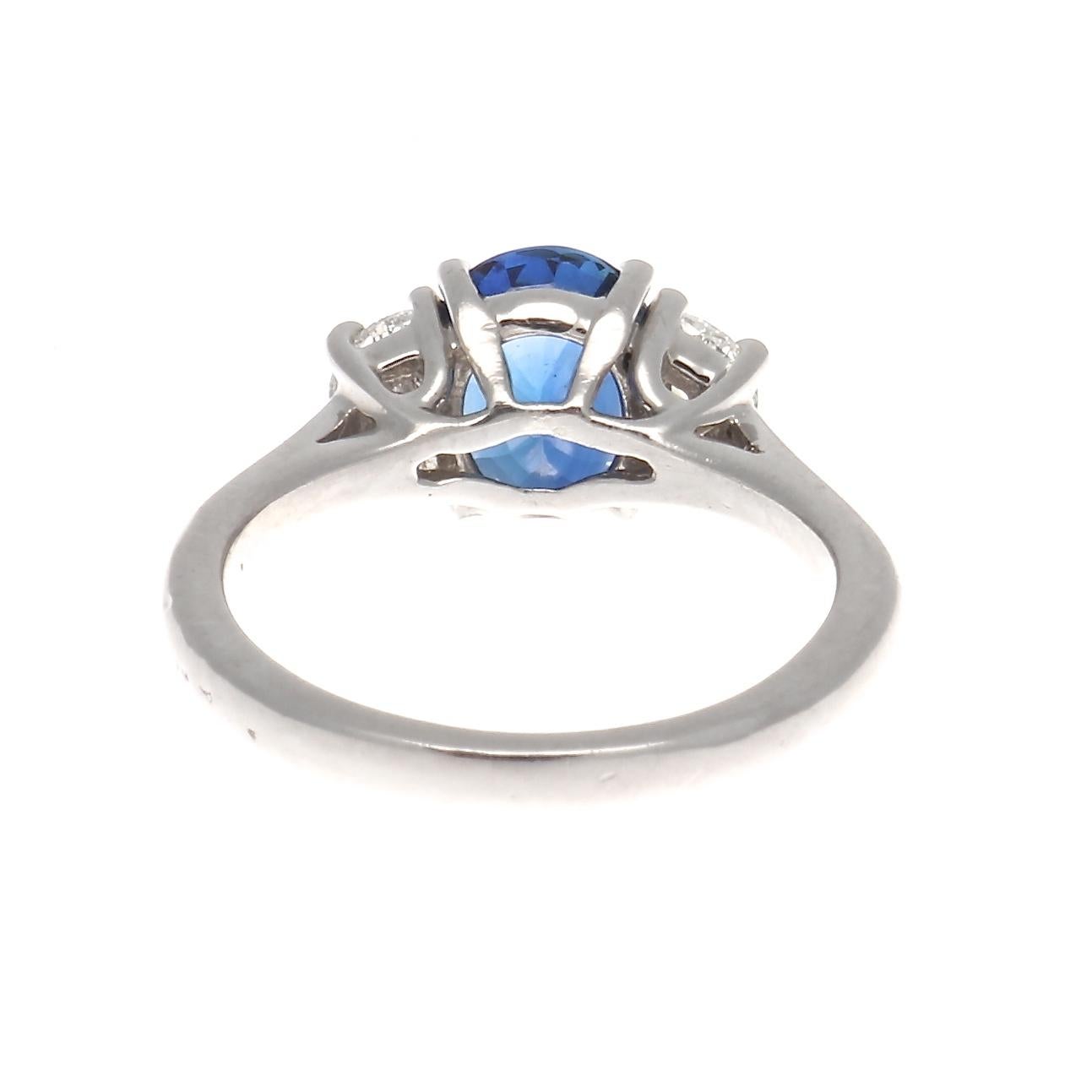 Modern GIA Sapphire Diamond Platinum Engagement Ring 1