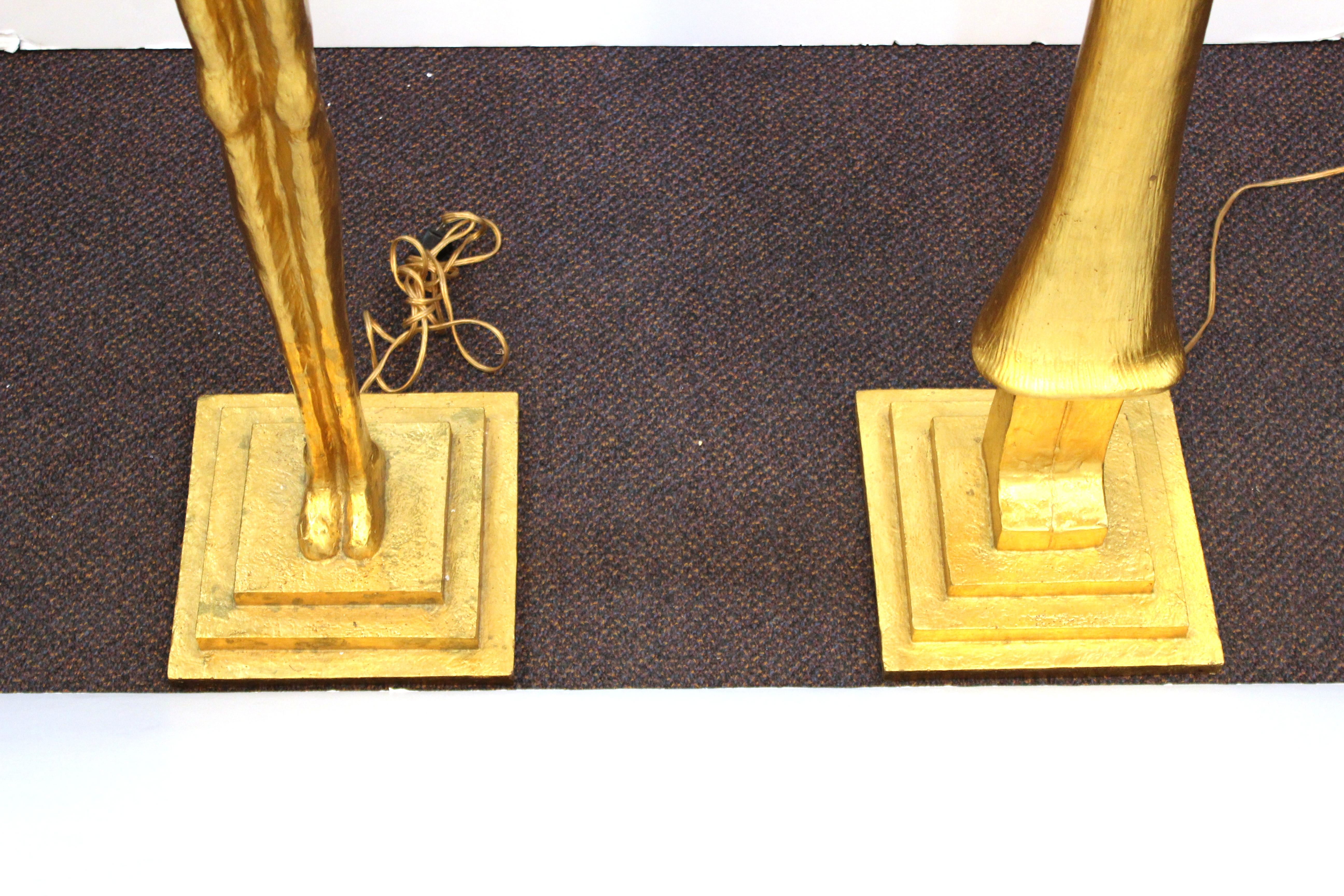 Modern Giacometti Style Figural Floor Lamps in Gilt Bronze 6