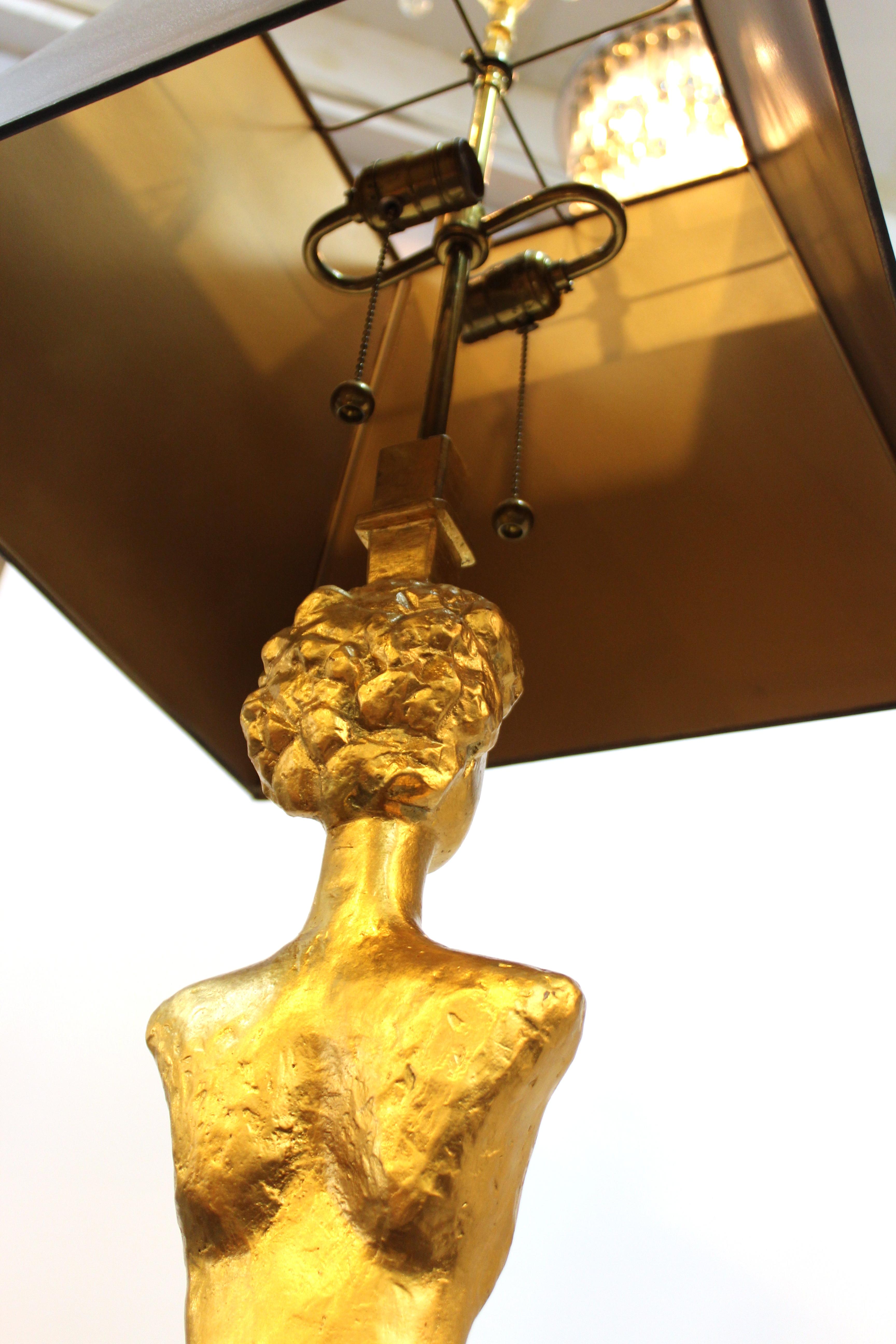 Modern Giacometti Style Figural Floor Lamps in Gilt Bronze 12