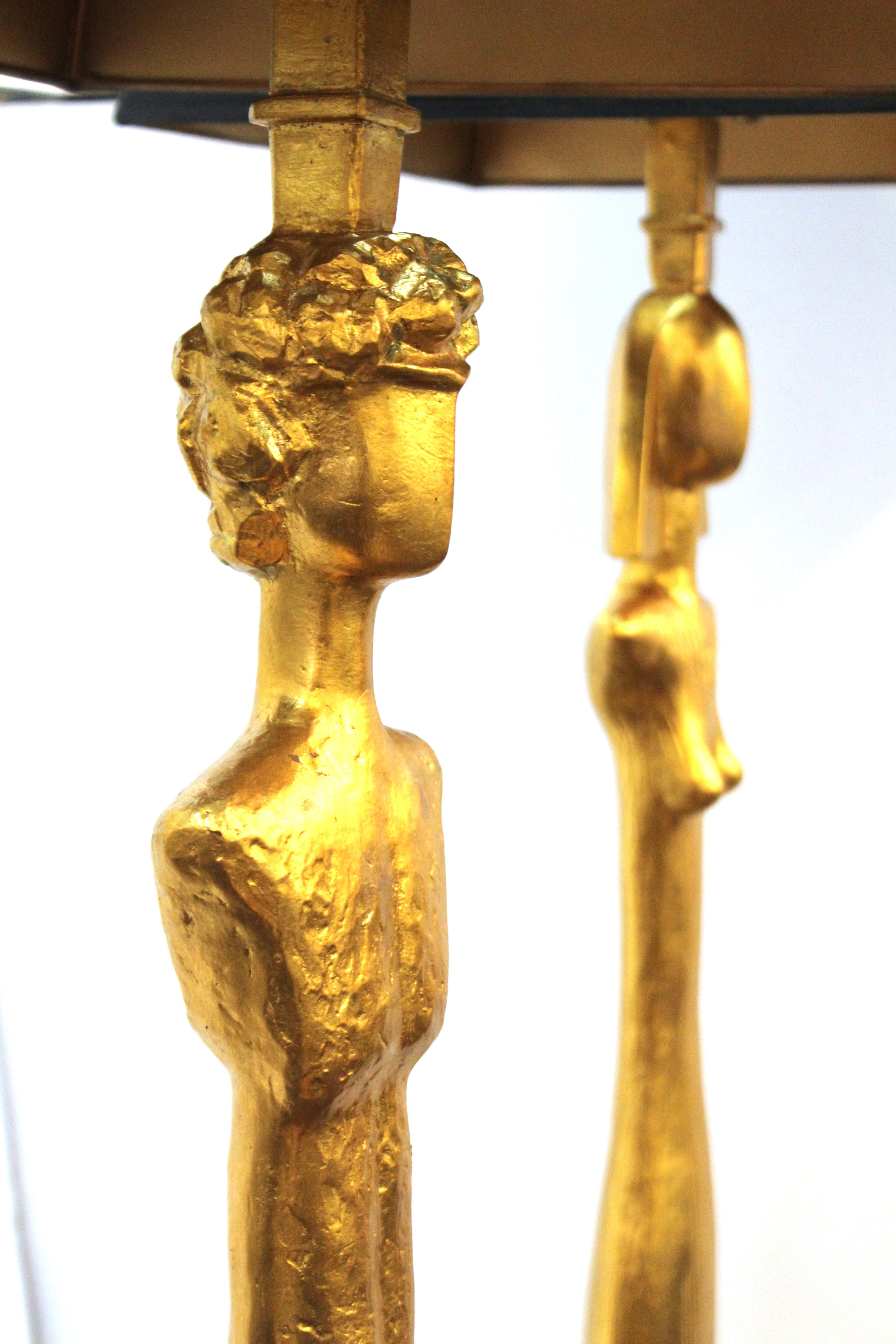 Modern Giacometti Style Figural Floor Lamps in Gilt Bronze 1