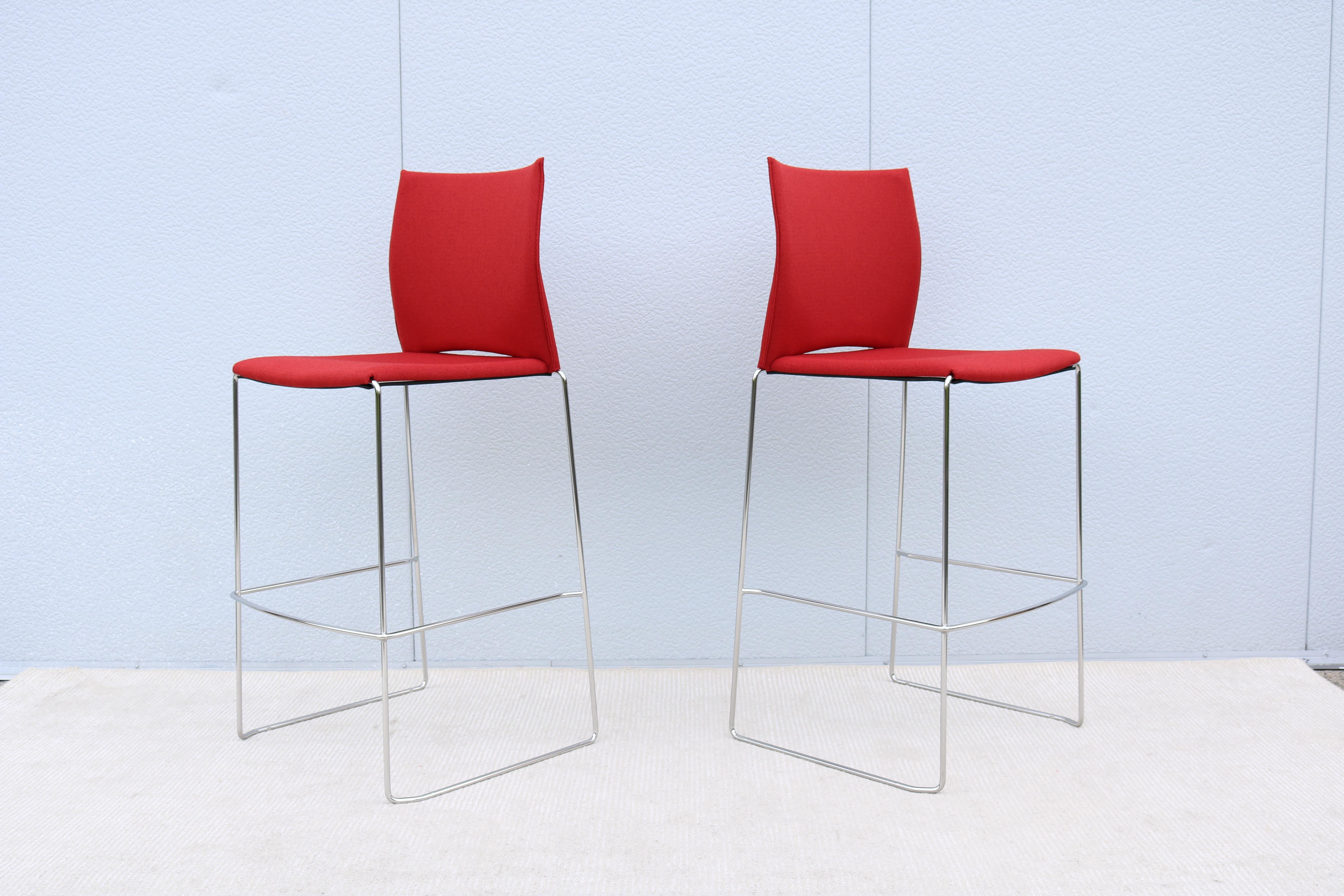 Modern Giancarlo Bisaglia for Source Tier Red Bar Stools Brand New - a Pair For Sale 3
