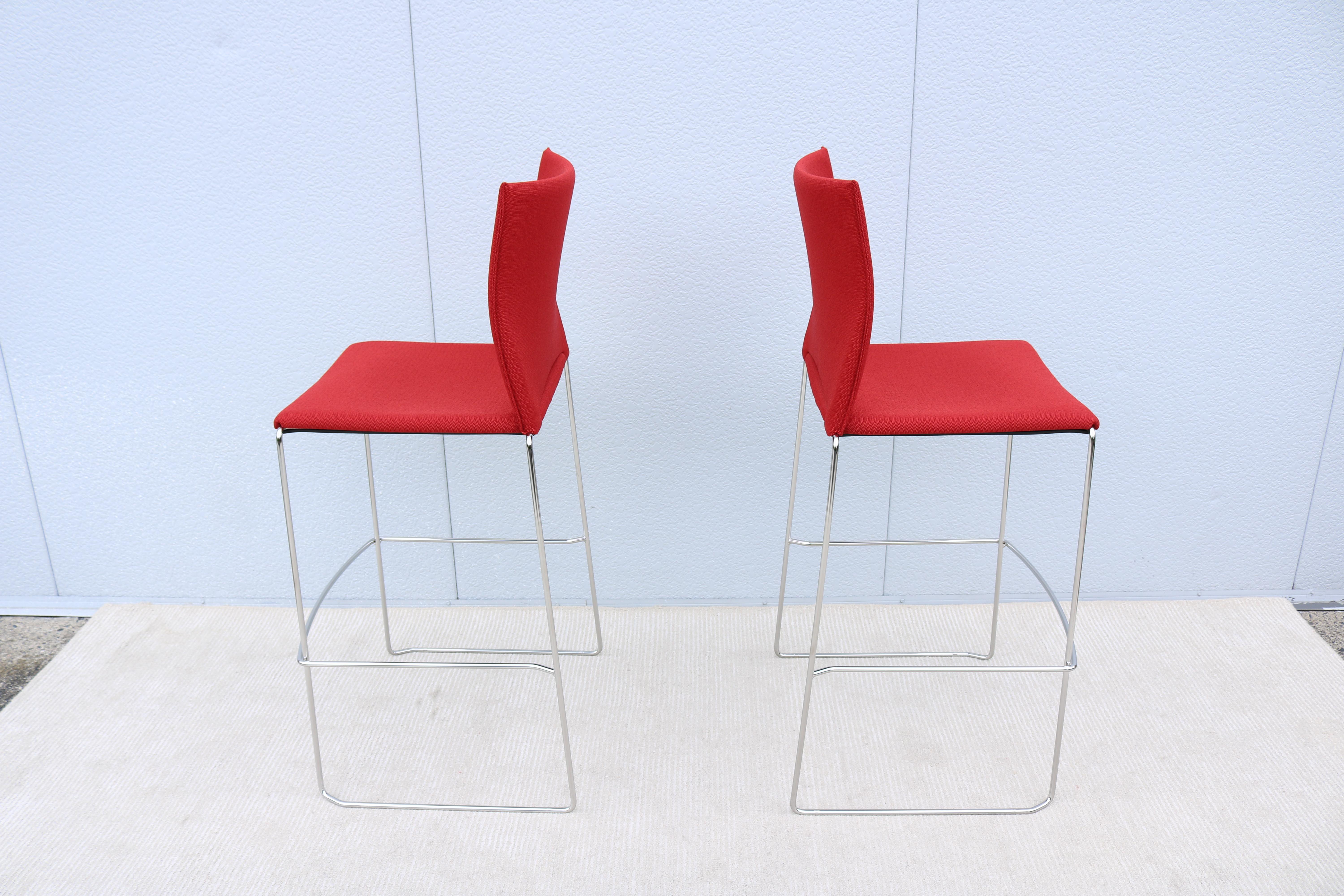 Modern Giancarlo Bisaglia for Source Tier Red Bar Stools Brand New - a Pair For Sale 4