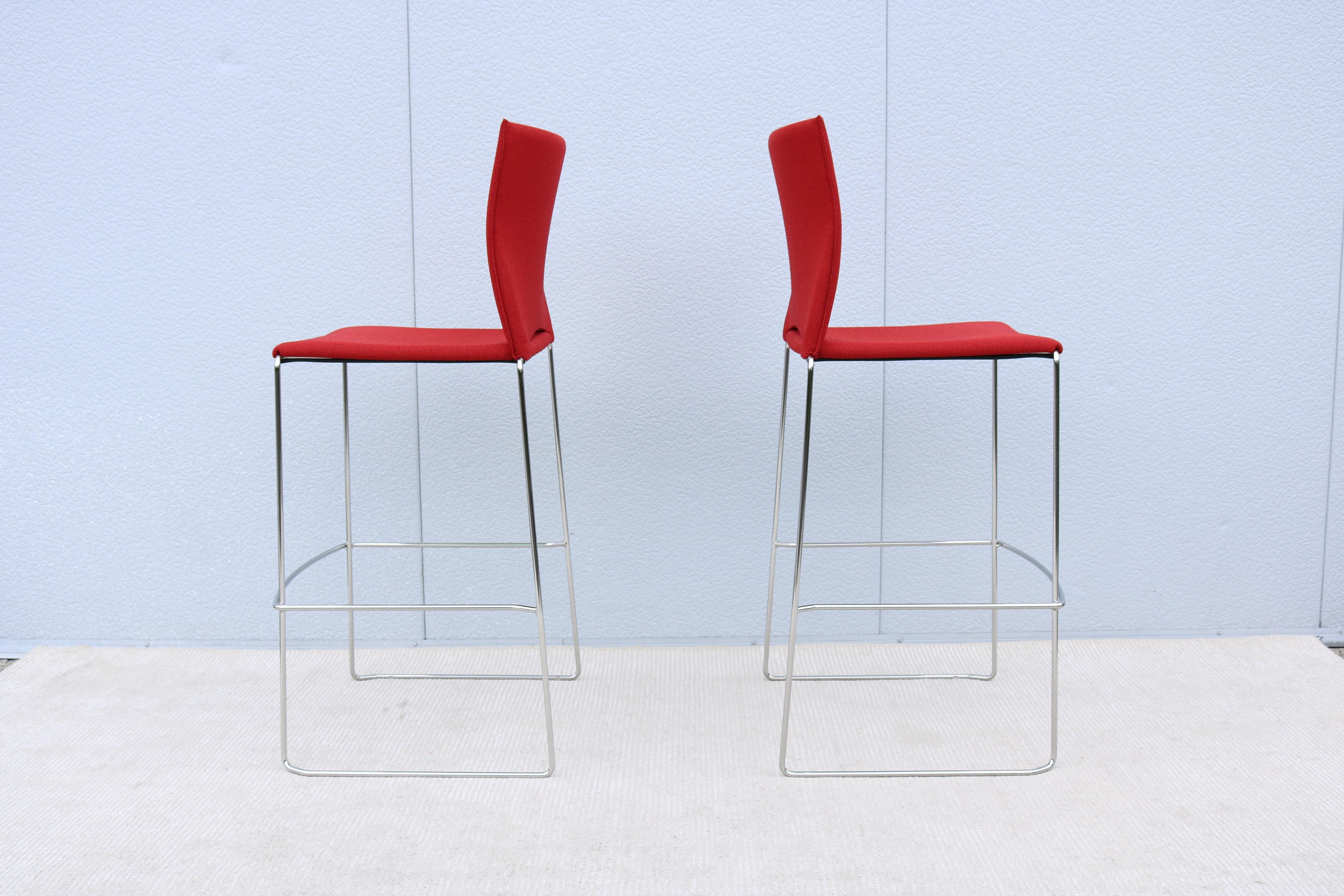 Modern Giancarlo Bisaglia for Source Tier Red Bar Stools Brand New - a Pair For Sale 5