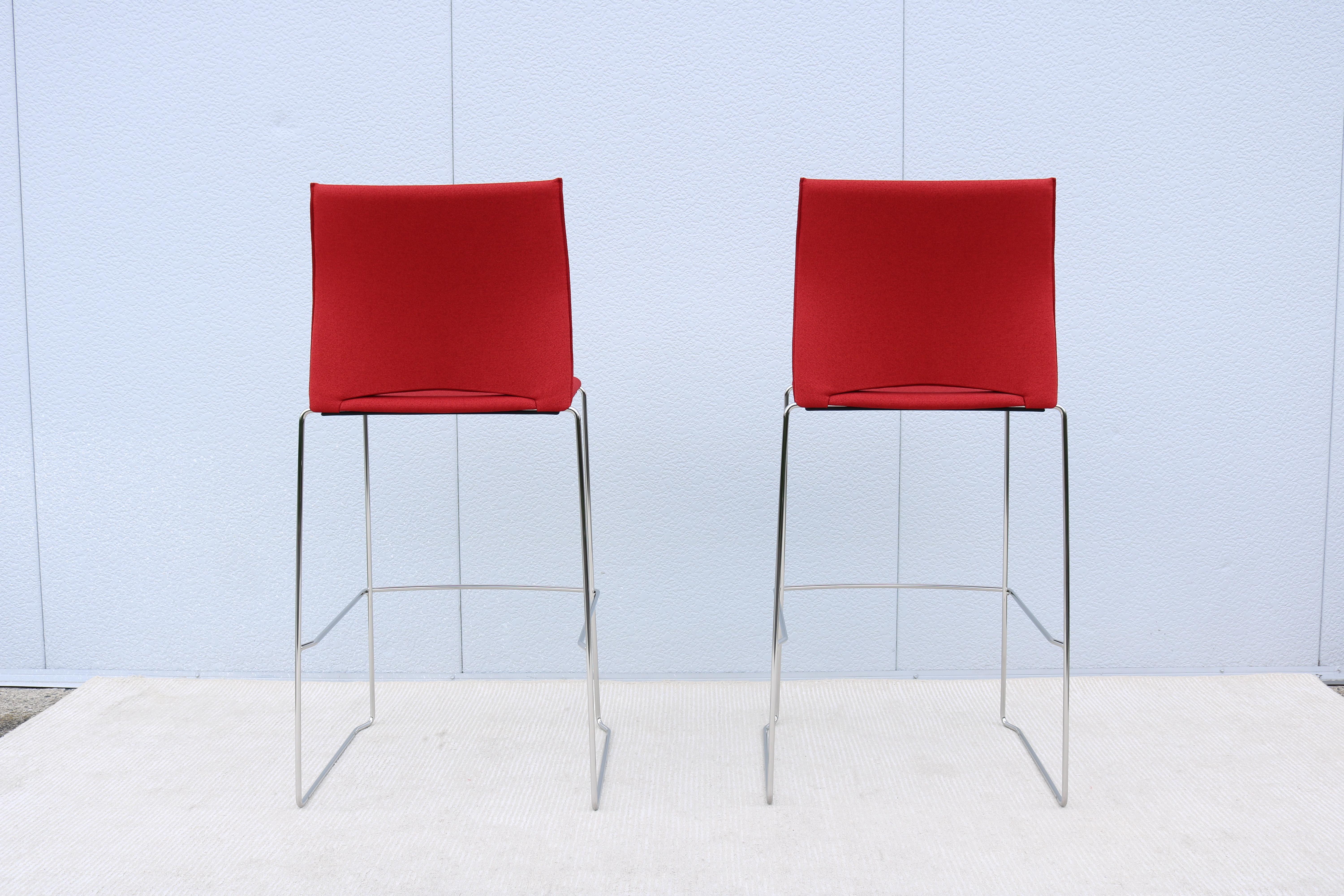 Modern Giancarlo Bisaglia for Source Tier Red Bar Stools Brand New - a Pair For Sale 6