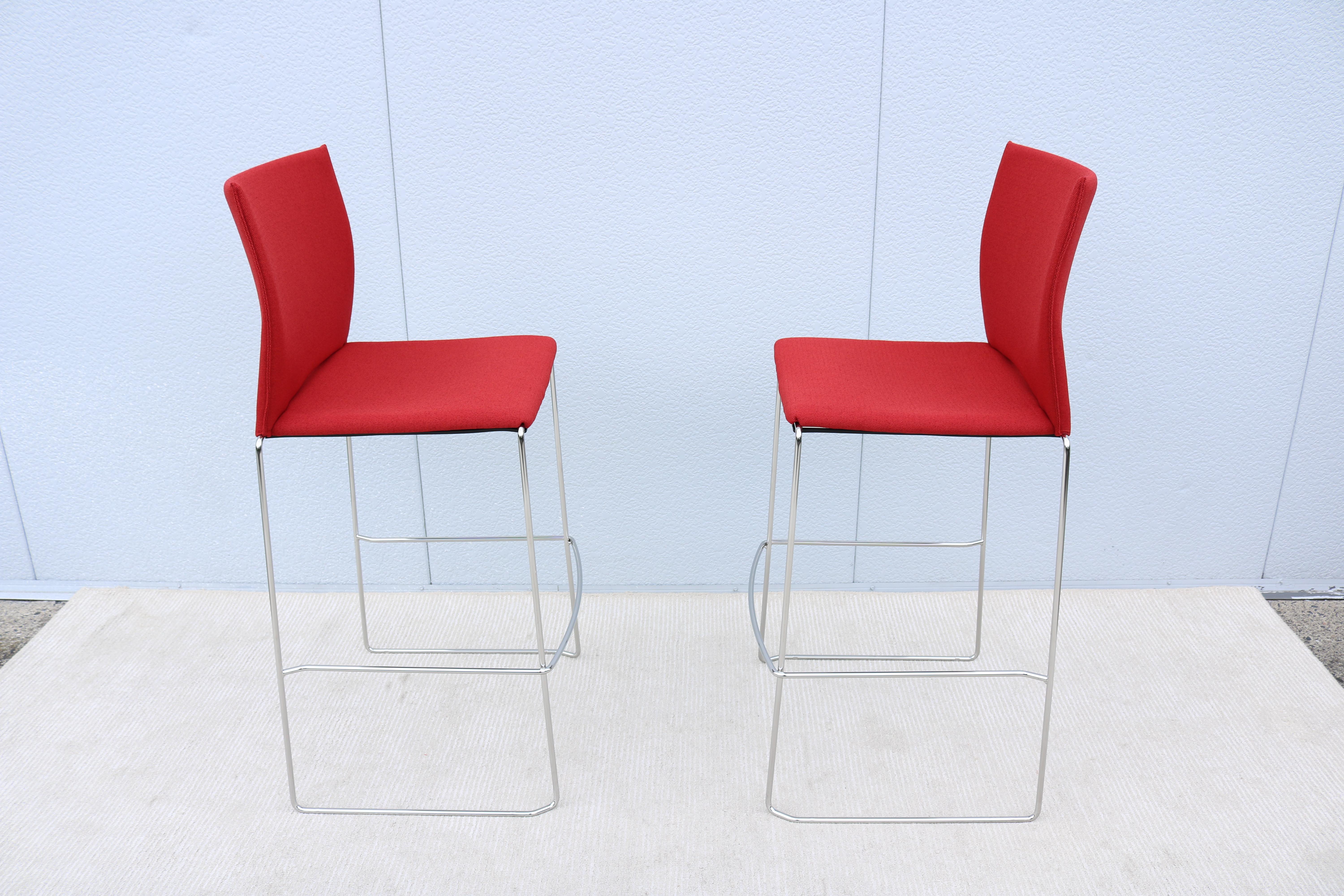 Modern Giancarlo Bisaglia for Source Tier Red Bar Stools Brand New - a Pair For Sale 7