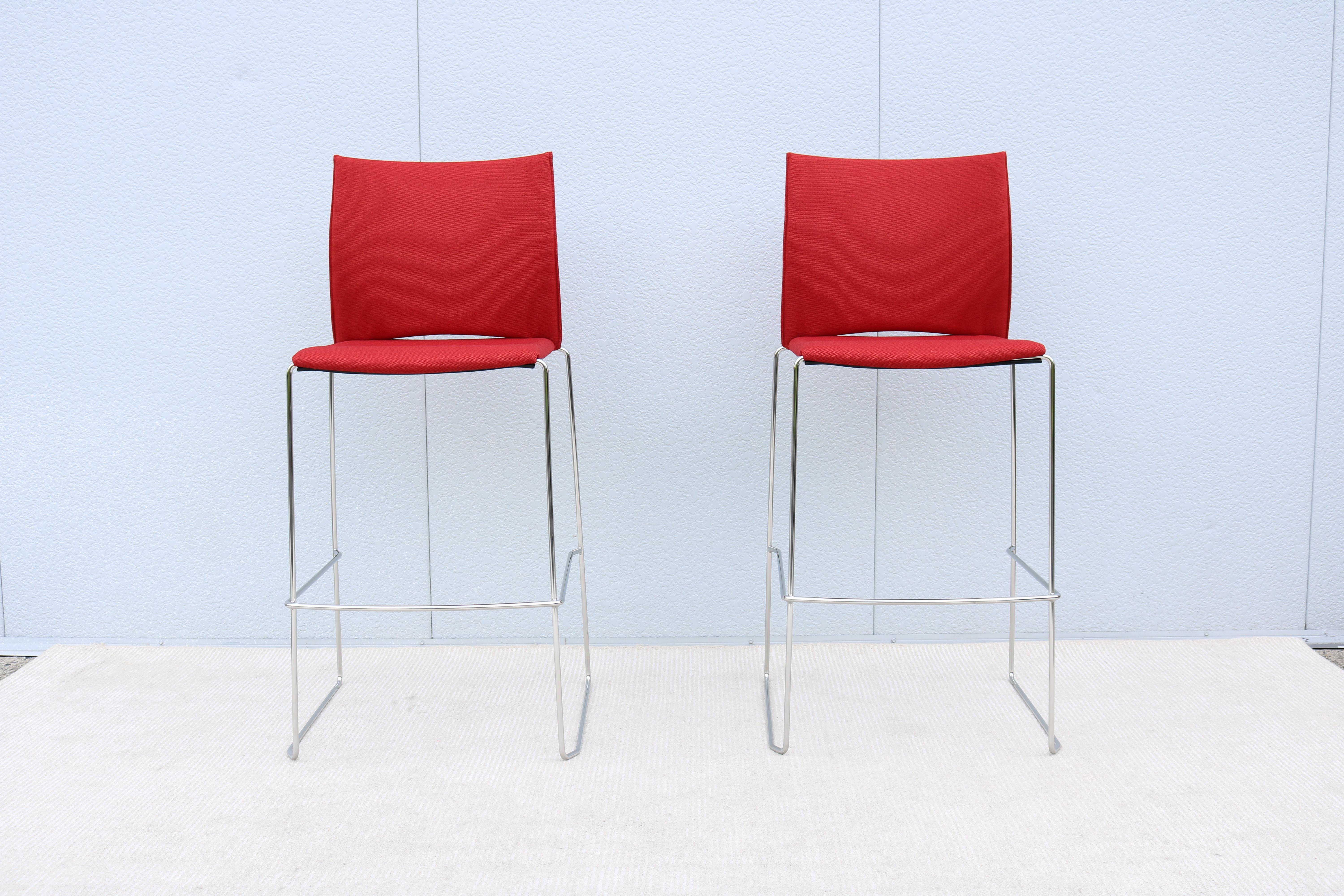 Modern Giancarlo Bisaglia for Source Tier Red Bar Stools Brand New - a Pair For Sale 1