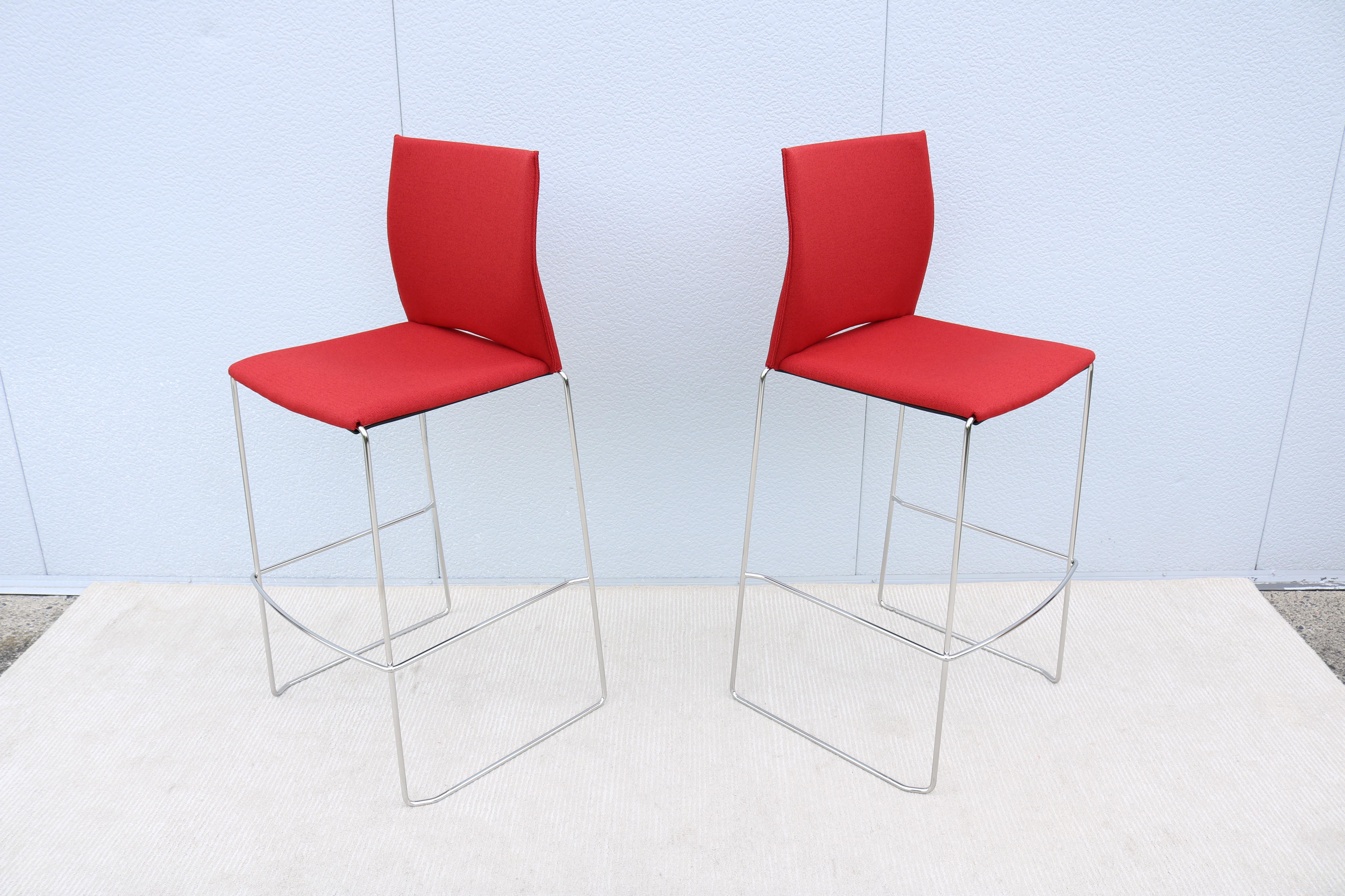 Modern Giancarlo Bisaglia for Source Tier Red Bar Stools Brand New - a Pair For Sale 2