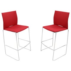 Paire de tabourets de bar rouges modernes Giancarlo Bisaglia pour Source, neufs