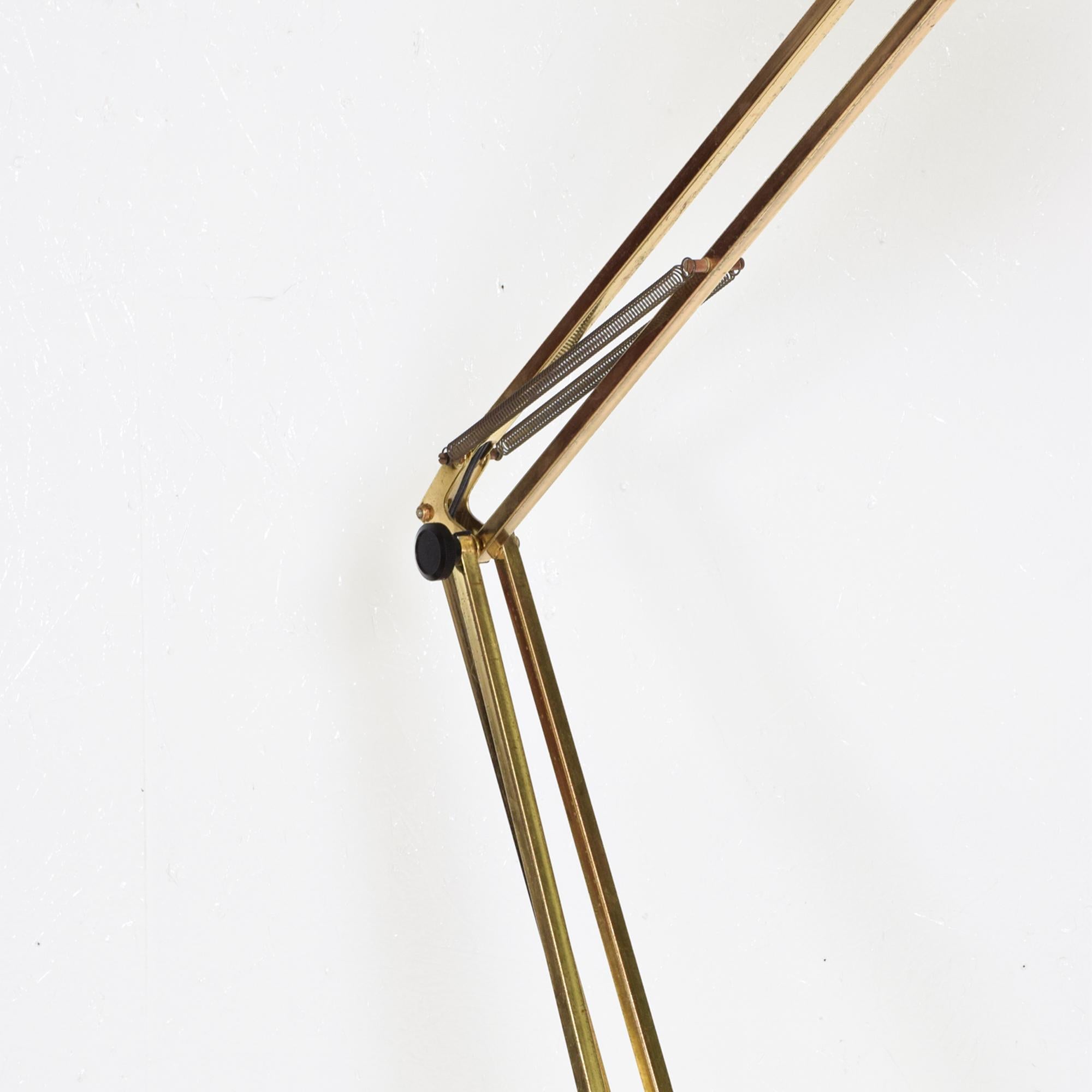 American Modern Giant Brass Floor Lamp Luxo Articulating Architect's Drafting Light 1970s