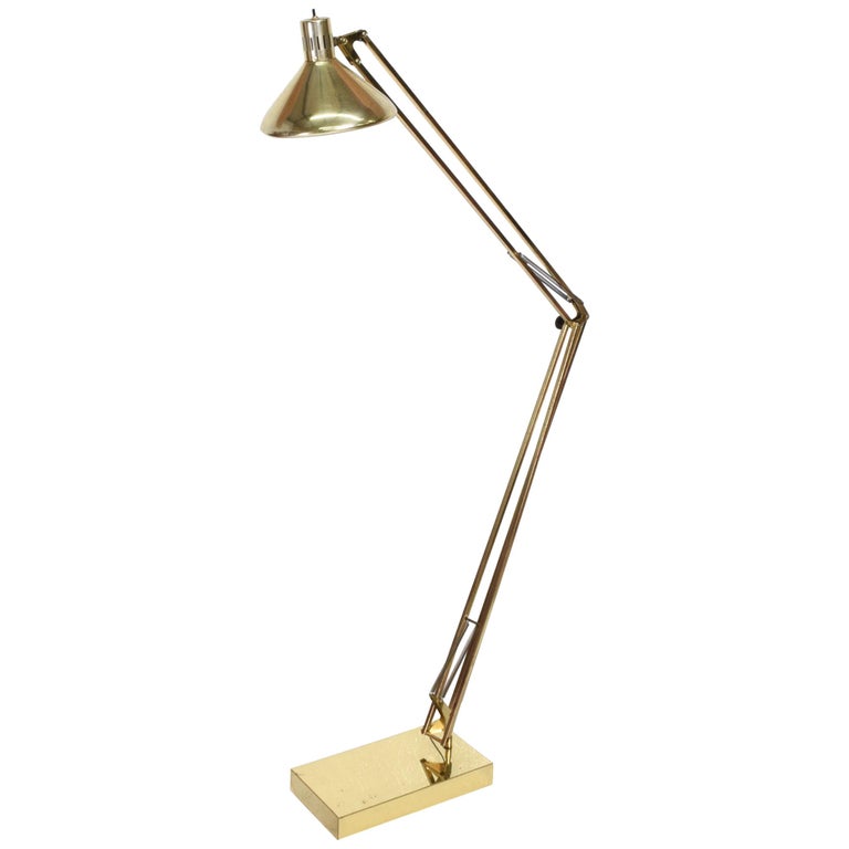 Modern Giant Brass Floor Lamp Luxo, Giant Retro Floor Lamp Chrome