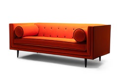 Mid Century Gigi Sofa Hermes Orange Handcrafted by JAMES by Jimmy DeLaurentis