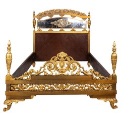 Vintage Modern gilded bronze bed Louis XV, 20th Century