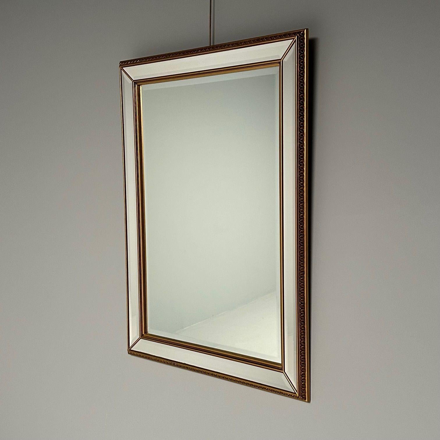 Modern Vergoldeter, abgeschrägter Wand-, Konsolen- oder Kaminsims-Spiegel (Moderne) im Angebot