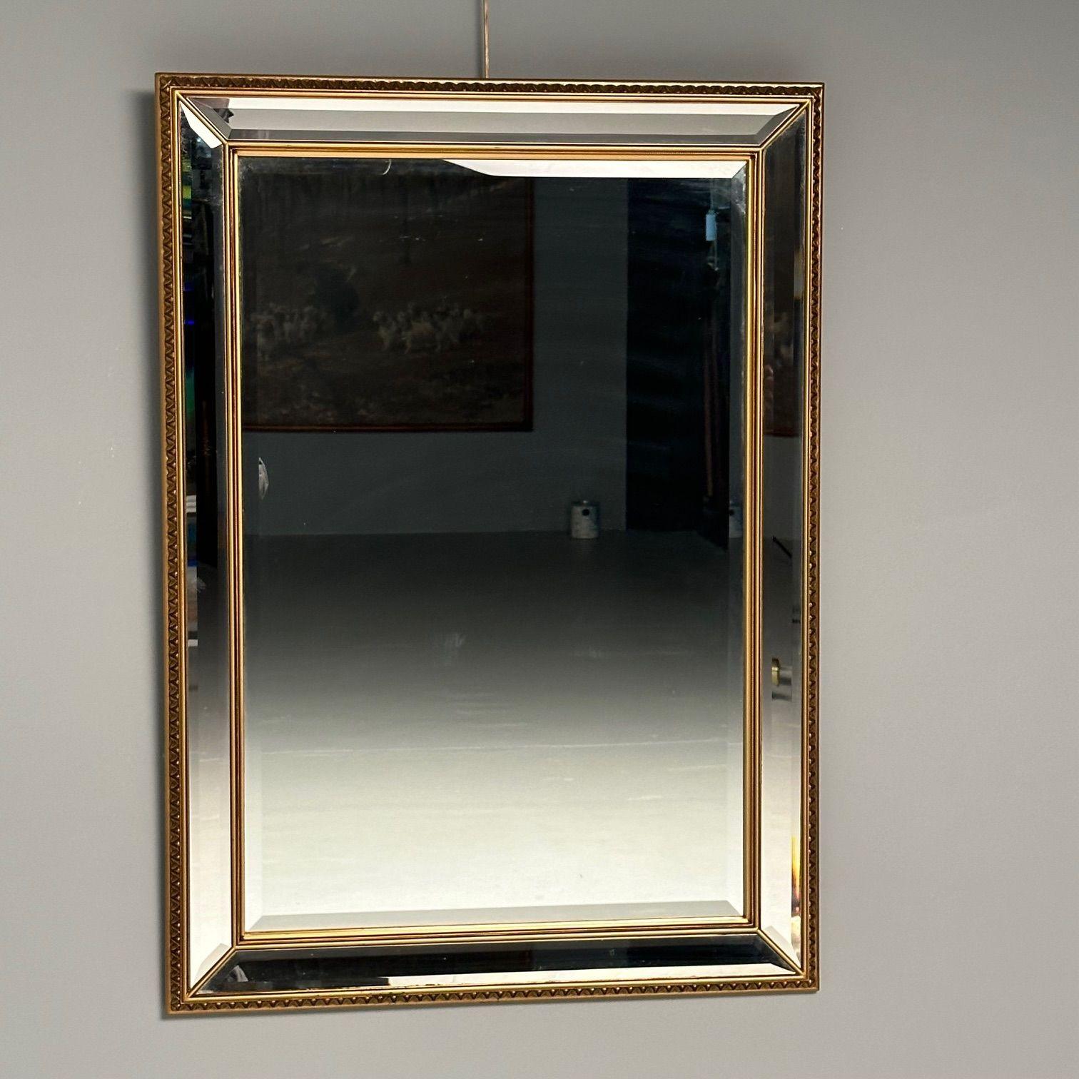 Modern Gilt Gold Beveled Wall, Console or Mantel Mirror For Sale 2